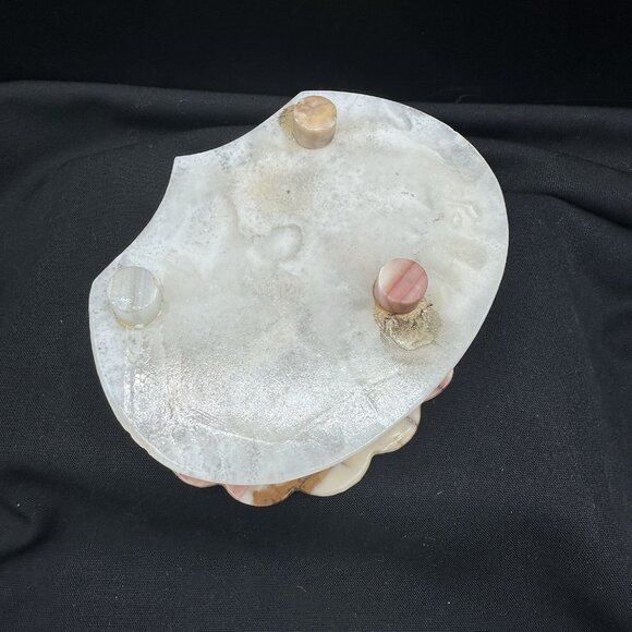 Vintage Onyx Stone Trinket Box Hand Carved Shell Lid Natural Stone Decor - Picture 10 of 16